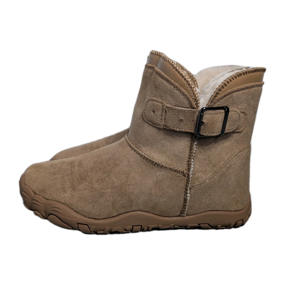 Hike Footwear Cozely Women Barefoot Boots Zero Drop Wide Toe Fleece Brown 6